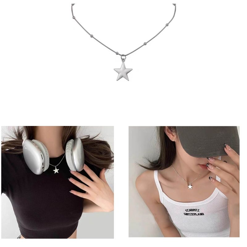 Heta reor Elegant Y2K stjärnhalsband, rostfritt stålmaterial, perfekt för kvinnor och tjejer_voghion.com