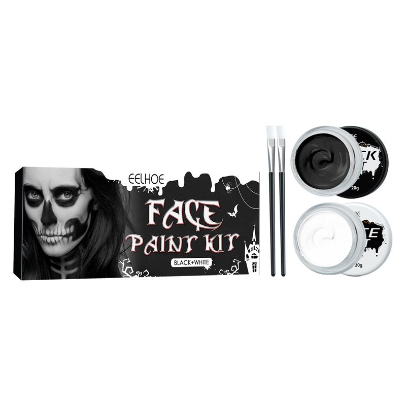EELHOE Halloween pittura del corpo umano in bianco e nero vampiro zombie teschio viso effetto speciale trucco vernice_voghion.com