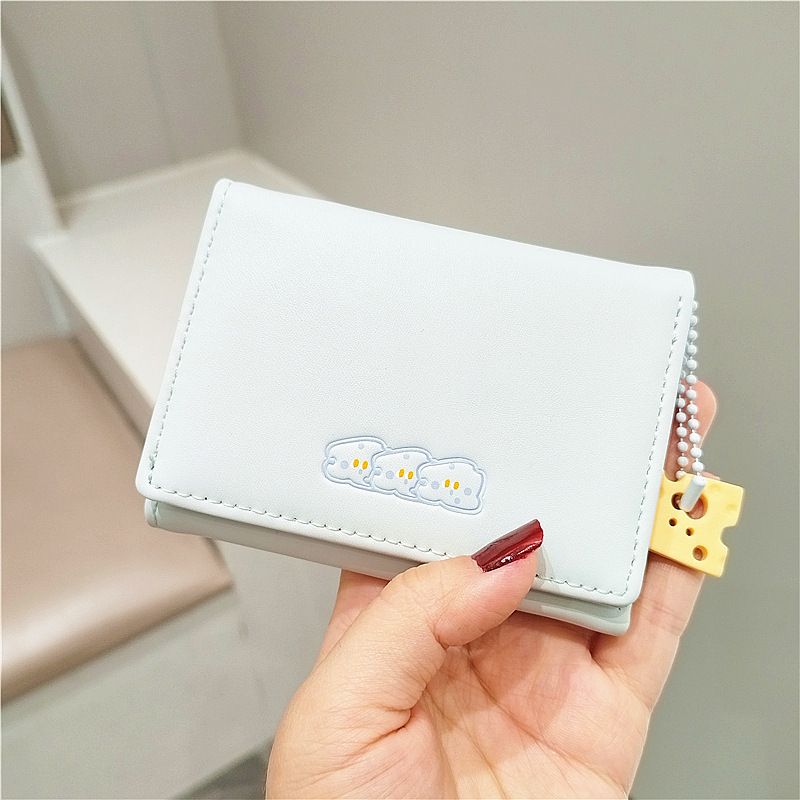 Small wallet ladies cheese cheese short trifold wallet new student cute cartoon large capacity card holder_voghion.com