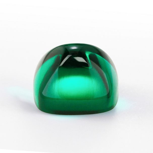 Gemma color smeraldo dello Zambia coltivata in laboratorio con ovatta e smeraldo a torre di zucchero_voghion.com