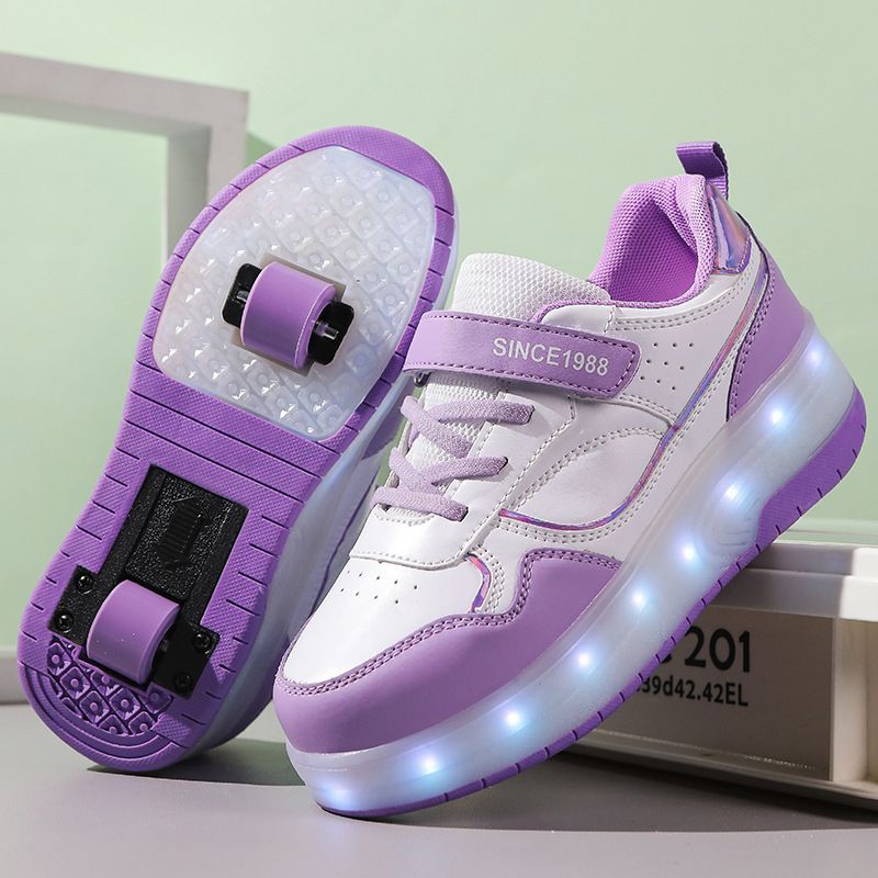 Ropa para niños, zapatillas para correr para niños y niñas, patines con luces intermitentes recargables para estudiantes, patines de dos ruedas con interruptor_voghion.com