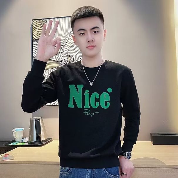 uusi2023 Syksy ja talvi 100 % puuvillaa Paksu Tukku korkealaatuinen pyöreäkaula-paita miehille_voghion.com