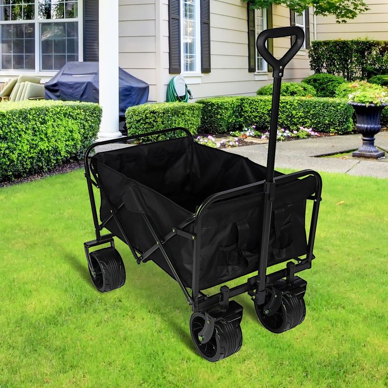 100L Collapsible Folding Beach Wagon Cart With 220Lbs Large Capacity, Wagons Carts Heavy Duty Foldable With Big Wheels For Sand, Garden, Camping_voghion.com