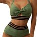 High Waisted Belly Tightening Two-piece With Hollowed Out Bikini Set And Cross Over Swimsuit_voghion.com