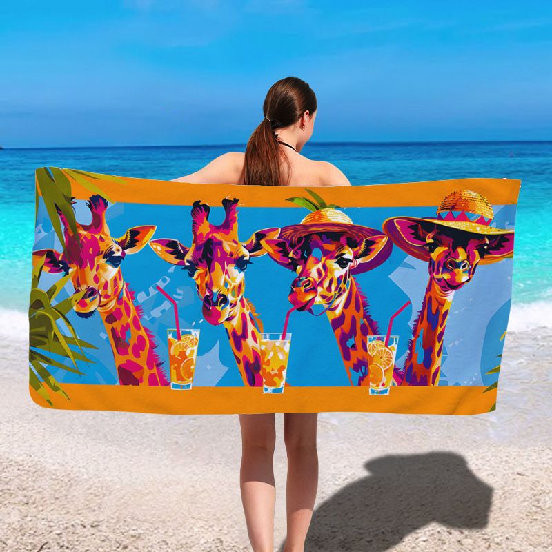 Telo mare con stampa leopardata a colori di vendita calda, asciugamano quadrato in fibra ultrafine, telo da bagno assorbente, scialle di protezione solare ad asciugatura rapida_voghion.com