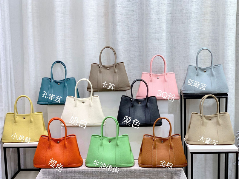 Garden Top Layer Cowhide Litchi Texture Casual Single Shoulder Color Block Wide Strap Handbag Women's Bag_voghion.com