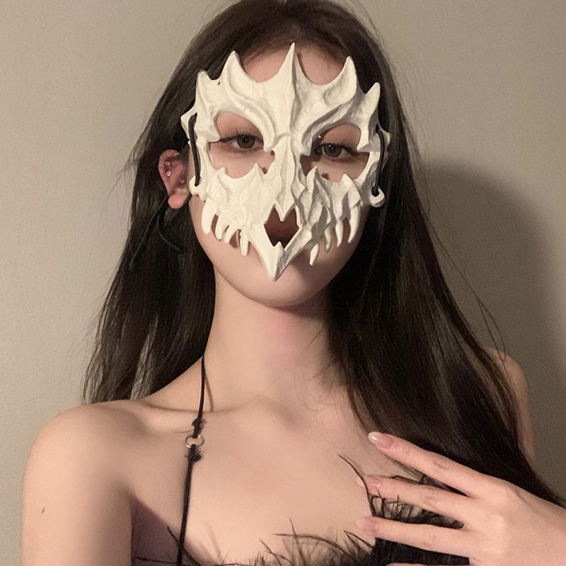 2D Half-Face Ghost Dragon God Yaksha Halloween Cosplay Costume Face Cover Mouth Mask_voghion.com