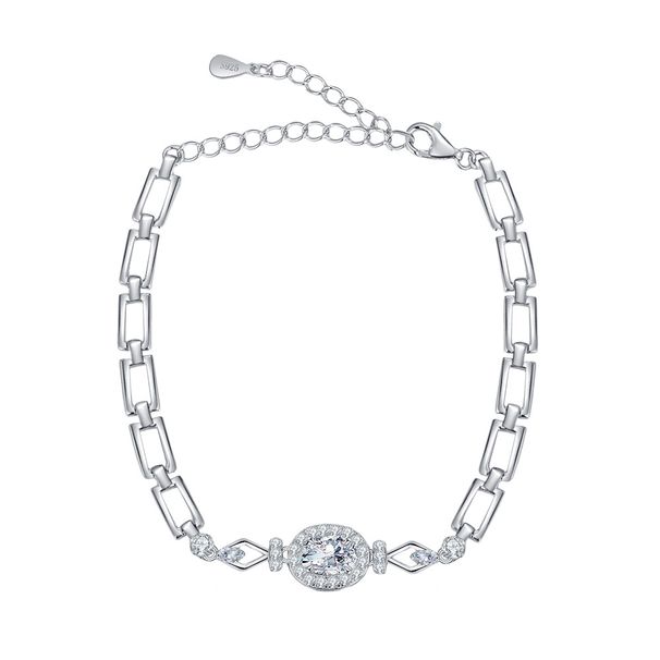 Bracciale in argento sterling con moissanite 1 carati, a forma di uovo, leggero, di lusso, alla moda, semplice, squisito, gioielli femminili_voghion.com