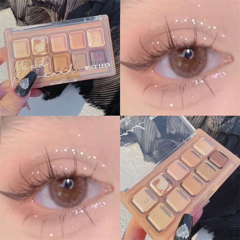 Langvarig shimmer øjenskyggepalette med lang glans, mat glitter og jordfarvet øjenskyggepalette, skinnende øjenskygge_voghion.com