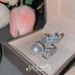 SIsi high end dewdrop flower gemstone pearl ring plated  shell bead geometric noble lady temperament niche ring_voghion.com