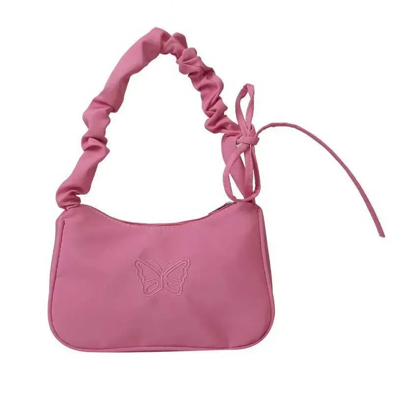 Womens Armpit Shoulder Small Bow Nylon Bottom Bag Stray Summer Simple Wrinkle Handbag Y241123_voghion.com