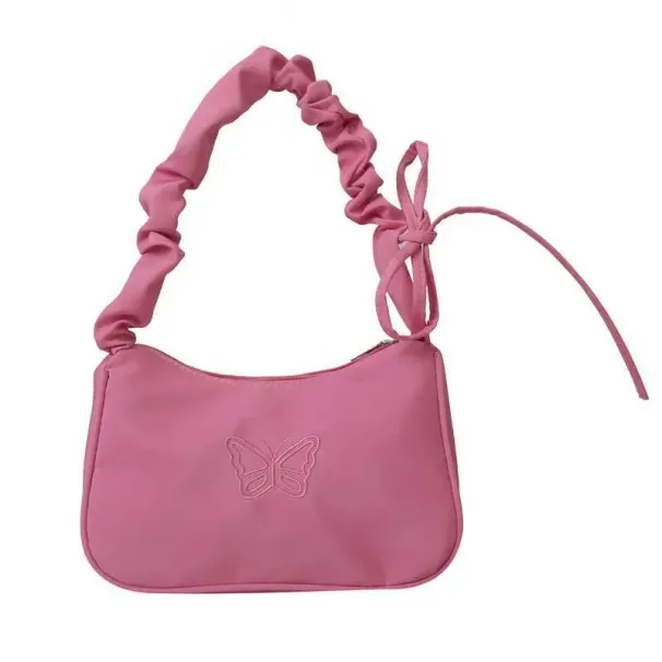 Womens Armpit Shoulder Small Bow Nylon Bottom Bag Stray Summer Simple Wrinkle Handbag Y241123_voghion.com