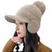 Cappello invernale da donna LazyZoom lavorato a maglia con sciarpa, foderato in pile spesso, caldo e antivento, protezione per le orecchie, adatto per_voghion.com