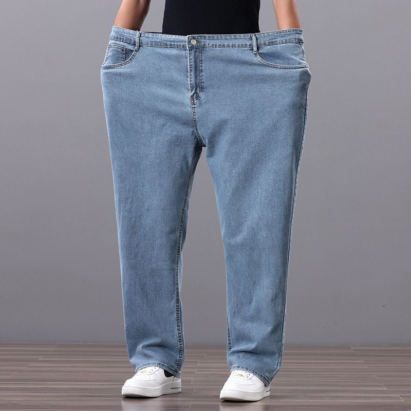 Große Größen Jeans Herren Fette Übergröße Fette Lose Gerade Jeans Herren Elastische Cross-Border Jeans_voghion.com