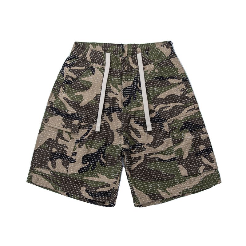 Pantaloncini casual drappeggiati dritti larghi da uomo_voghion.com
