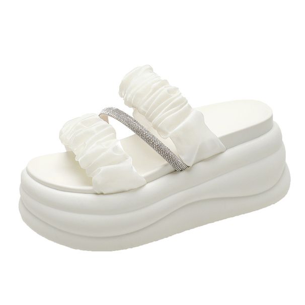 Sandálias femininas de plataforma, modernas, de verão, com bico redondo, estilo fada, tira única, com strass, pantufas de cunha_voghion.com