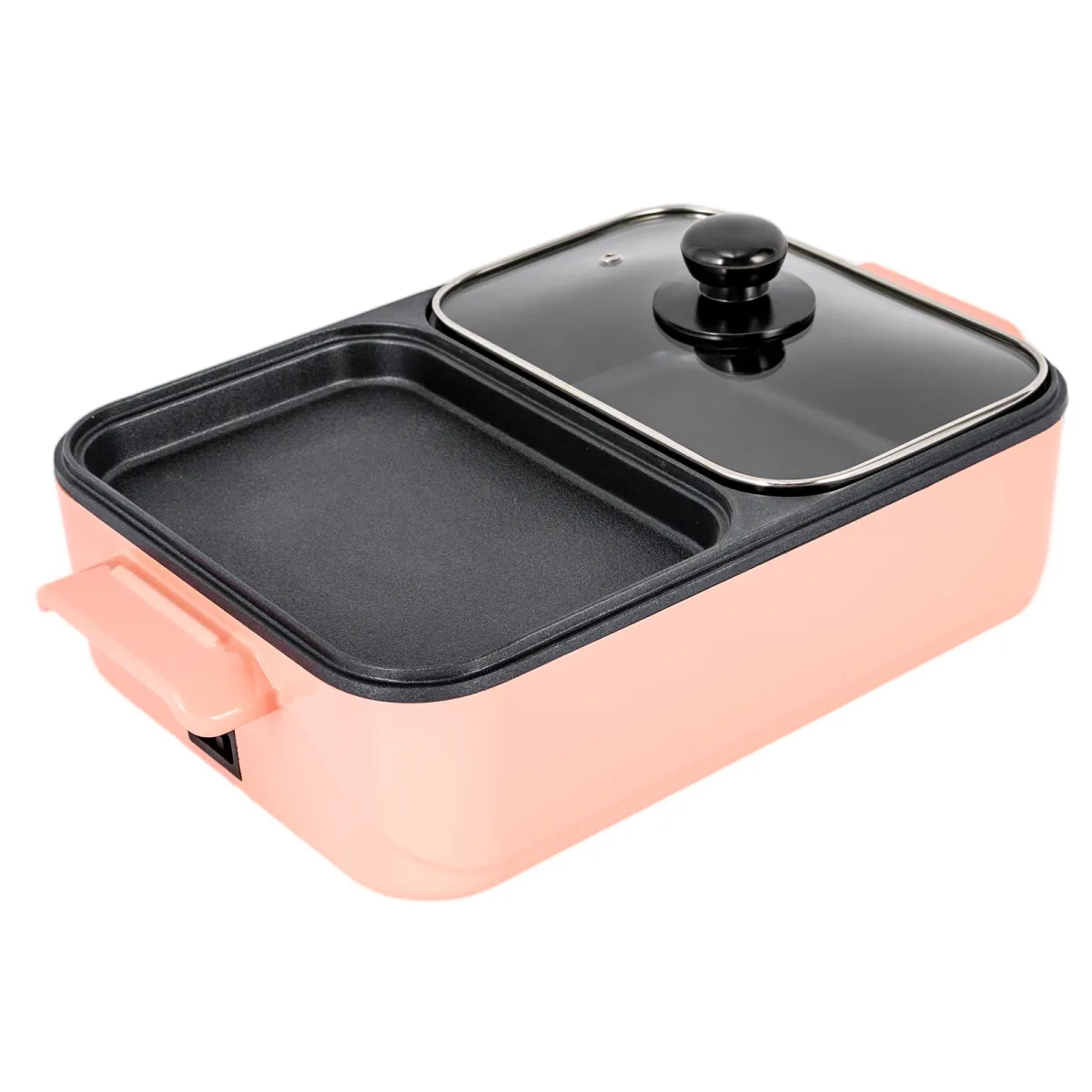 Electric Hot Pot With Grill, 2 In 1 Multifunction Nonstick Griddle And Hot Pot,Separate Dual Temperature Control - Pink_voghion.com