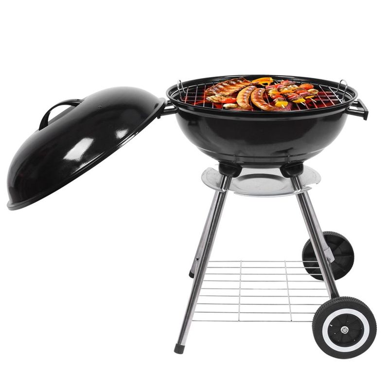 18in Enamel Charcoal Grill BBQ Kettle Grill N001 Round Outdoor Barbecue Grill With Lid Adjustable Air Vent Portable For Camping Garden Backyard Cook_voghion.com
