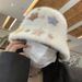 Cappello da pescatore in pelliccia di coniglio con viso esposto, da donna, autunno e inverno, con stelle carine, in peluche, caldo e semplice_voghion.com