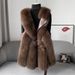 Luxury Faux Fur Vest For Women - Winter Warm V-Neck Sleeveless Jacket With Soft Faux Fox Fur, Fashionable & Stylish Outerwear_voghion.com