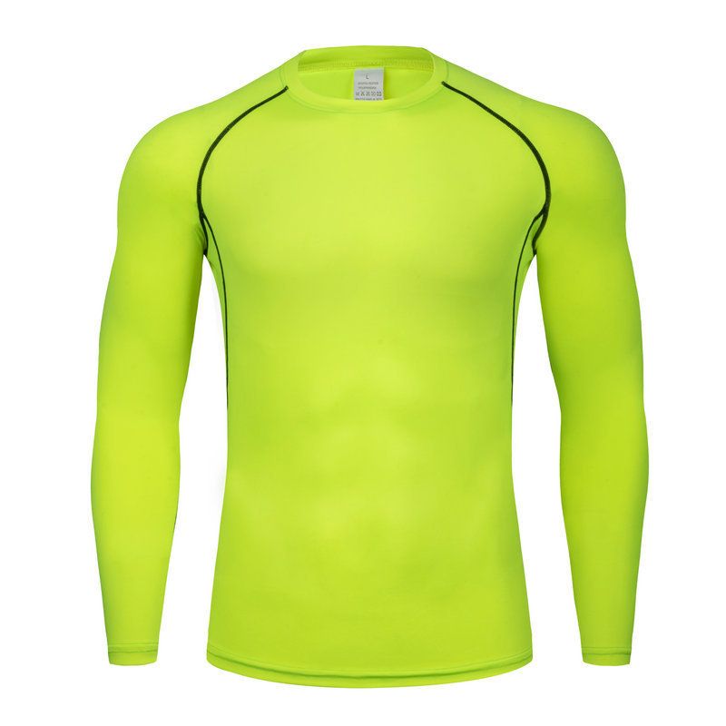 Men's Quick-Dry Compression Long Sleeve Shirt For Running, Basketball & Training – Breathable, Stretchy & Moisture-Wicking With Colorful Accents_voghion.com