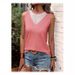 sleeveless round neck lace splicing simple summer sleeveless vest_voghion.com