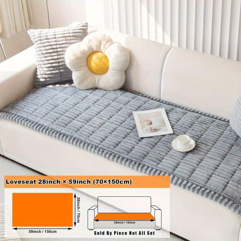 Flauschiger Sofakissenbezug aus Cord – rutschfest, einteiliges Design, modernes Streifenmuster für Anbausofas (mehrere Größen und Farben)​_voghion.com