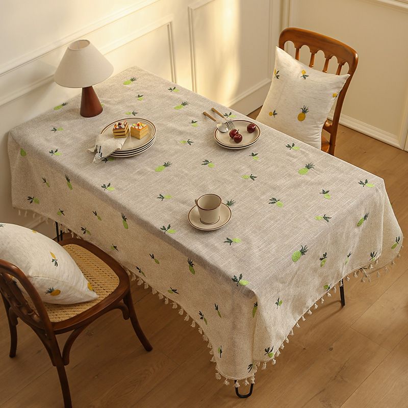 Linen Tablecloth With Embroidery – Bohemian Decor For Dining Table, Coffee Table & Bookshelf (Heat-Resistant Machine Washable)​_voghion.com