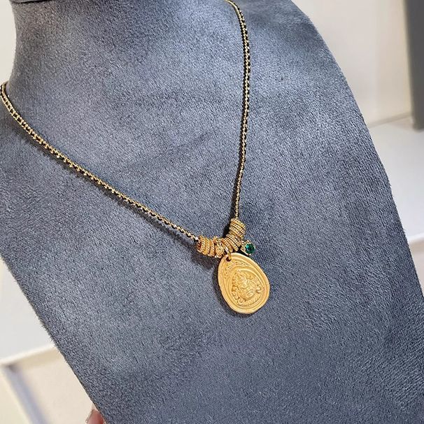 Collana con ciondolo rotondo in stile cinese con metodo antico Autunno/inverno 2024 Nuovo stile, leggero, lussuoso, versatile, a catena_voghion.com