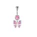 Ciondolo a forma di farfalla con diamanti rosa a punta in acciaio inossidabile, stile europeo e americano, per ombelico, zircone super lucido_voghion.com