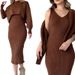 Women's Fashion Solid Color Lazy Style Sweater Hip-covering Long Skirt Suit For Women_voghion.com