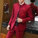 ForMen Japanese Retro High School Crane Embroidery Stand Collar Set Casual Two-Piece Small Suit Men's Jacket_voghion.com