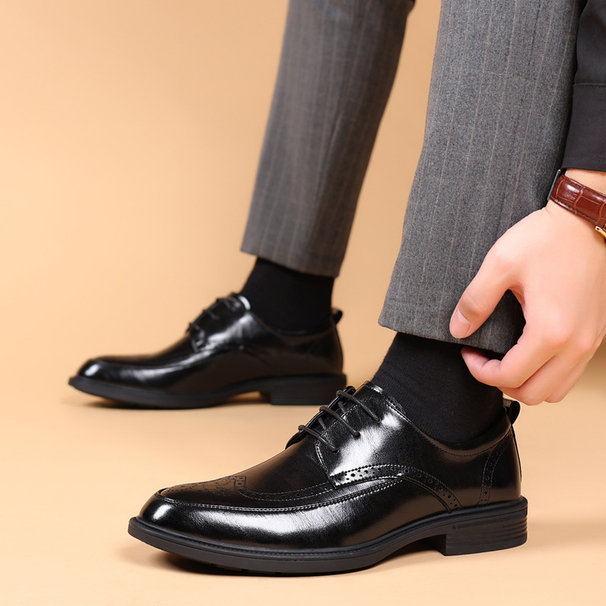 Euro Step Herbsthöhe zunehmende geschnitzte Brogue Business Formal echte Casual Herren Leder Bräutigam Schuhe_voghion.com