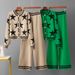 Classic Star Contrast Color Round Neck Short Fit Elegant Knit Blazer & Pants Set For Women Women's Clothing_voghion.com