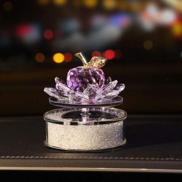 Décoration de siège de parfum de lotus en cristal rotatif solaire, intérieur de voiture, console centrale féminine élégante_voghion.com
