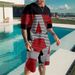 2023 Summer Mesh Set for Men's Trendy Casual Beach Style 3D Digital Printed T-shirt and Shorts_voghion.com