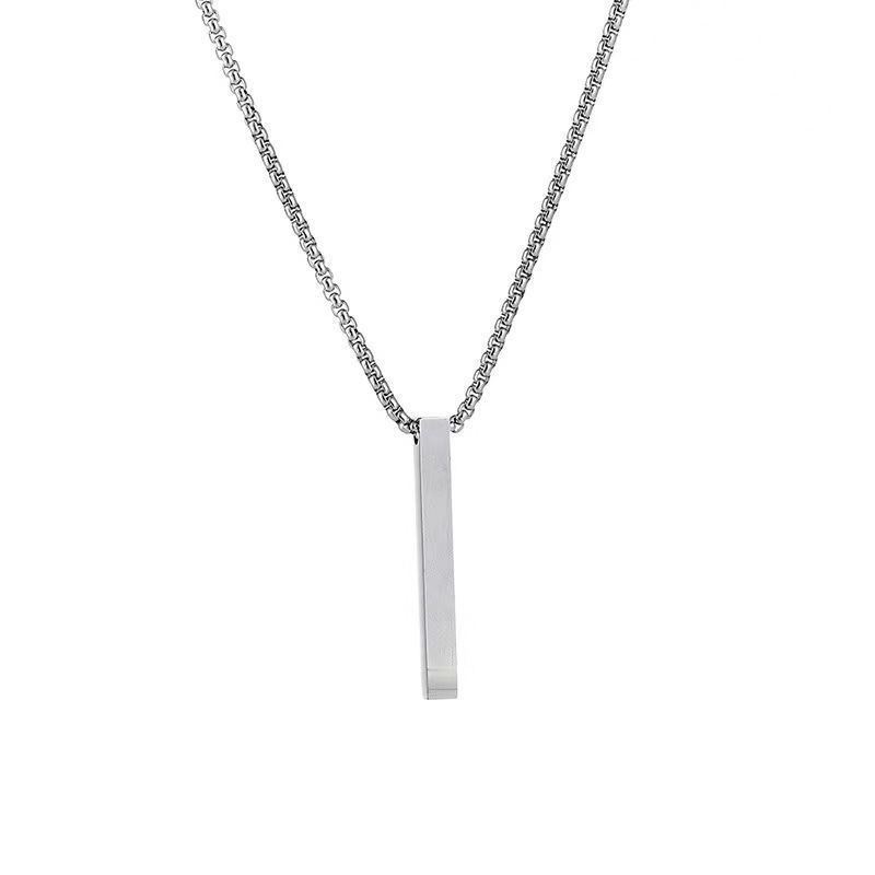 Titanium Steel Smooth Square Necklace For Men's Personality Hip Hop Couple Long Pendant Versatile Sweater Chain_voghion.com