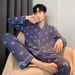 Frühlings- und Herbstpyjama für Herren aus Baumwolle, lange Ärmel, Hose, dünn, bequem, 100 % Baumwolle, ideales Heimwäsche-Set_voghion.com