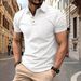 2025 Summer New Simple Solid Color Men's Button Jacquard Casual Short Sleeved Polo Shirt_voghion.com