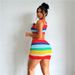 New Style Sexy Hollow Knitted Skirt With High Waist, Color Blocking, Slim Fit, Sleeveless, Hip Hugging Dress_voghion.com
