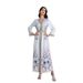 Women's Clothing Muslim V Neck Ladies Robe Belt Lace Print Diamond Beaded Dress_voghion.com