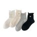 Women's Spring And Fall Bow White Seamless Mid-calf Small Leather Shoes Rolled Cotton Socks Summer Thin Models_voghion.com