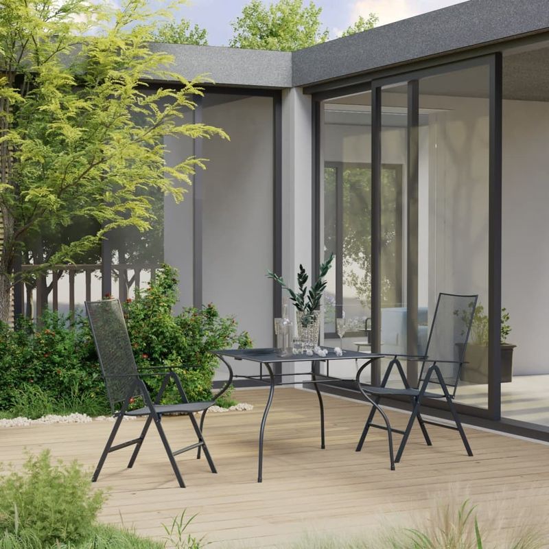 3 Piece Patio Dining Set Steel Anthracite_voghion.com