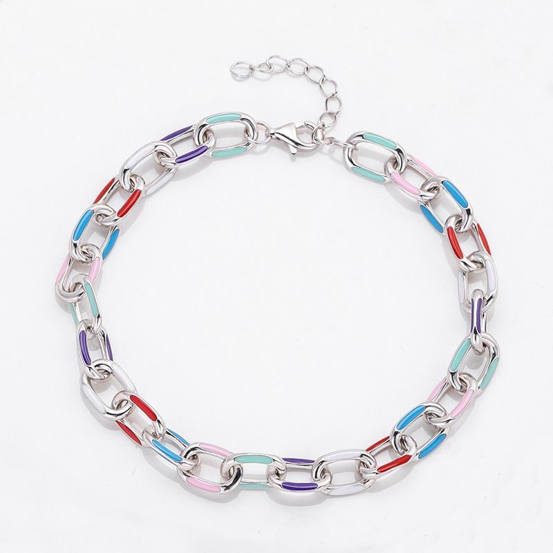 Titanium Steel Colorful Oil Drip Cuban For Women, Unique Design, Light , High-end Feel, Couple Bracelet Jewelry_voghion.com
