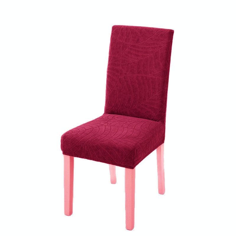 Knitted Chair Cover Set - Slip-Resistant, Scratch-Proof & Water-Resistant Fabric, Stylish Solid Color & Leaf Pattern, Fits Most Dining & Office Chairs_voghion.com