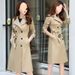 Women's British Style Trench Coat, Mid-Length Casual Overcoat, Knee-Length Loose Fit Jacket For Spring & Autumn (Navy, Khaki)_voghion.com
