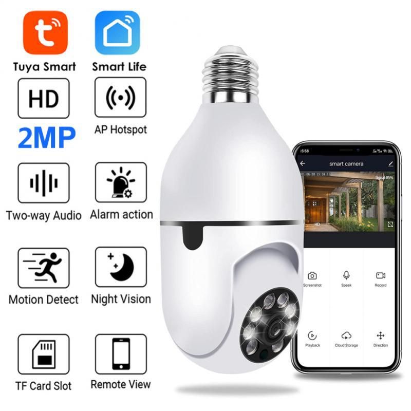 Surveillance & Smart Home Electronics tuya smart day and night full color light bulb lamp head Minions camera wireless wifi surveillance camera_voghion.com
