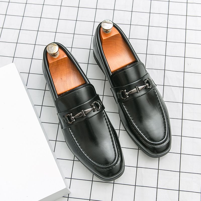 European Style British Lazy Slip-On Loafers Horsebit Men's Driving Formal Cross-Border Business Leather Shoes_voghion.com