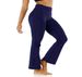 Abbigliamento da donna di grandi dimensioni per sport e fitness, pantaloni a zampa d'elefante, pantaloni da yoga da donna con tasca casual attillata_voghion.com
