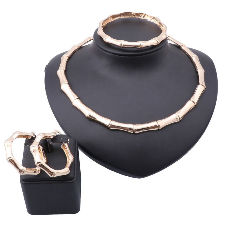 Retro African Statement Necklace Earring Ring Jewellery Set For Women Bridal Wedding Party Gift Prom Accessories_voghion.com